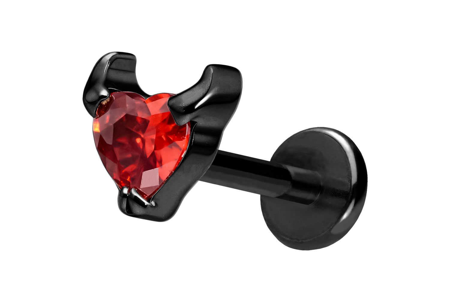 Titan Labret Piercing mit Push Fit TEUFELSHERZ